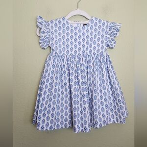 Tea Brand Blue and White Floral Girls Dress Suze 4T